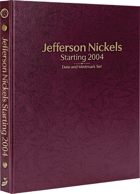 Jefferson Nickels Starting 2004, Date & Mintmark Set P, D & S (Burgundy)