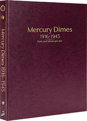 Mercury Dimes 1916-1945, Date & Mintmark Set P, D & S (Burgundy)