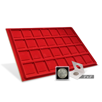 Horizontal 2x2 Display Tray (28 Slots) Red