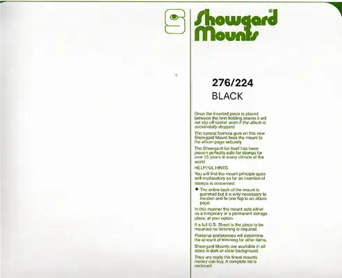 276/224 Showgard Mounts for Souvenir Sheets (Black)