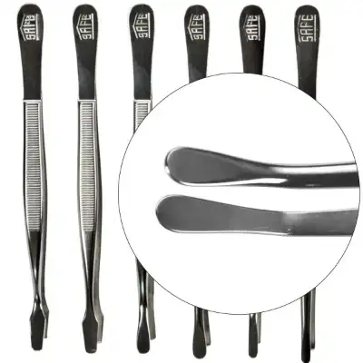 Curved Round Tip Nickel Tongs - 4 3/4"