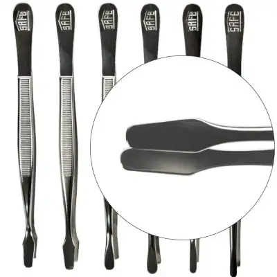 Spade Tip Nickel Tongs - 4 3/4"