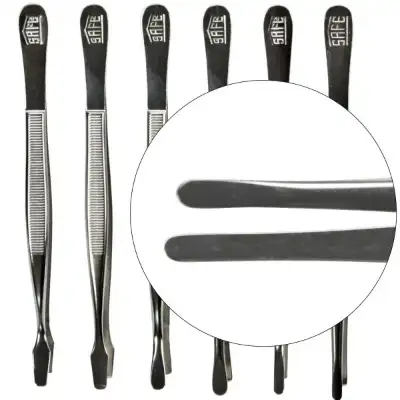 Straight Narrow Tip Nickel Tongs 4 3/4"