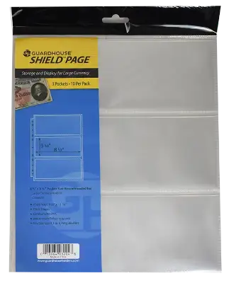 Guardhouse Shield 3 Pocket Archival (10 pack) Polypropylene Pages