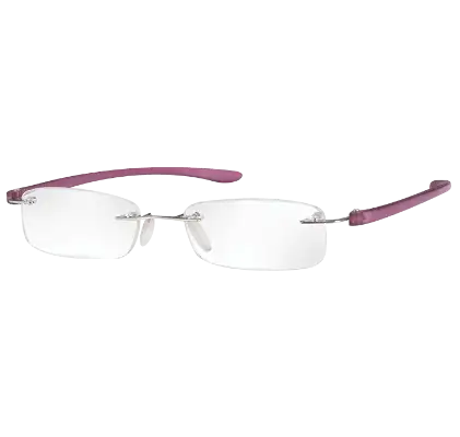 Rimless Magnifying Eye Glasses +2.5 (Purple Small)