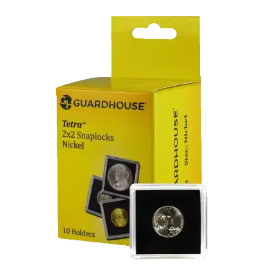 Nickel, $5.00 Gold 2x2 Tetra Snaplock Coin Holder - 10 per pack