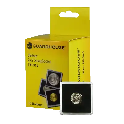Dime, $2.50 Gold 2x2 Tetra Snaplock Coin Holder - 10 per pack