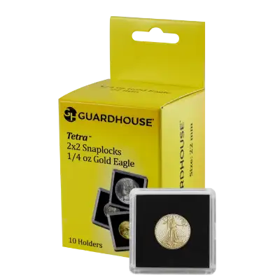 1/4 Oz American Gold Eagle 2x2 Tetra Snaplock Coin Holder - 10 per pack