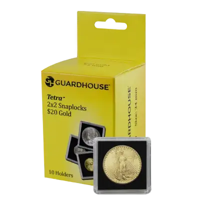 20 Dollar Gold 2x2 Tetra Snaplock Coin Holder - 10 per pack