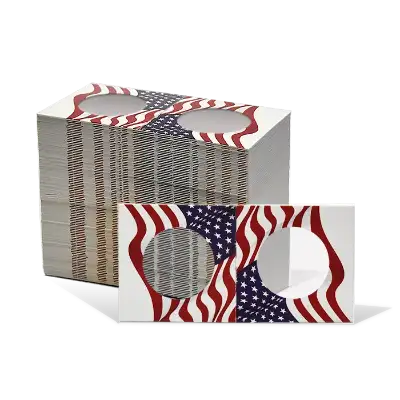 2x2 Paper Coin Holders for Half/Small Dollar/Quarter - American Flag