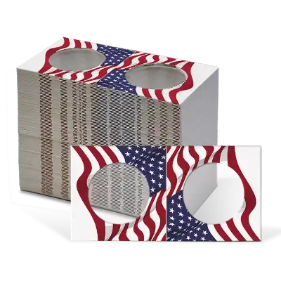 2.5x2.5 Paper Coin Holders for ASE/Large Dollar - American Flag