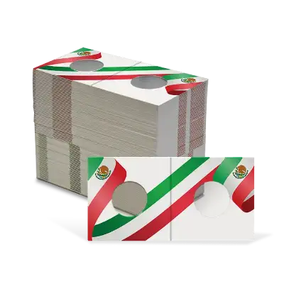 2x2 Paper Coin Holders for Nickel/Cent - Mexican Flag