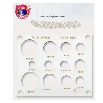 Gold Type Set Lib. 20, 10, 5, 3, 2.50, Type I,II,III