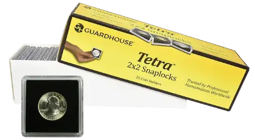 Half Dollar 2x2 Tetra Snaplock Coin Holder - 25 per pack