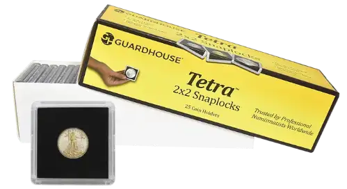 1/10 Ounce Gold Eagle 2x2 Tetra Snaplock Coin Holder - 25 per pack