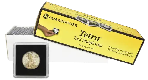 1/2 Ounce Gold Eagle, $10 Gold 2x2 Tetra Snaplock Coin Holder  - 25 per pack