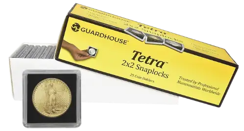 $20 Gold 2x2 Tetra Snaplock Coin Holder- 25 per pack