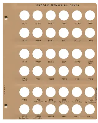 Lincoln Cents With Proof Replacement Page (1974 - 1983)