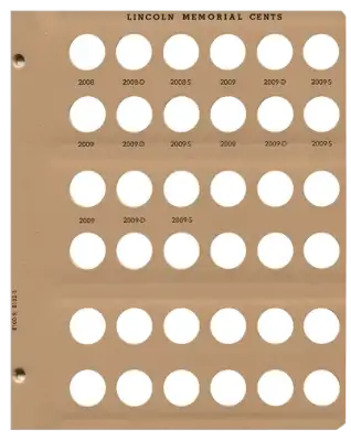 Lincoln Cents With Proof Replacement Page (2008 - 2009)
