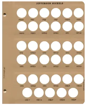 Jefferson Nickels Replacement Page (1964 - 1983)