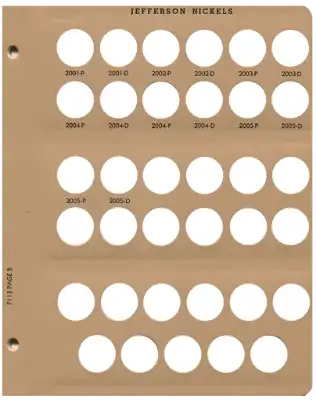 Jefferson Nickels Replacement Page (2001 - 2005)