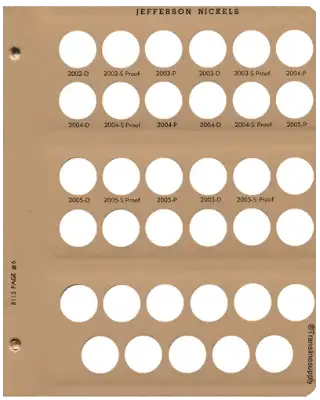 Jefferson Nickels With Proof Replacement Page (2002 - 2005)