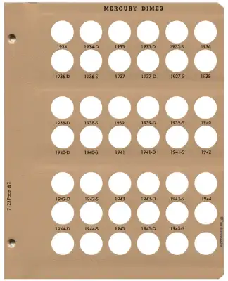 Mercury Dimes Replacement Page (1934 - 1945)