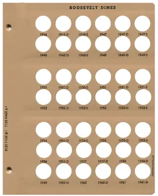 Roosevelt Dimes Replacement Page (1946 - 1961)
