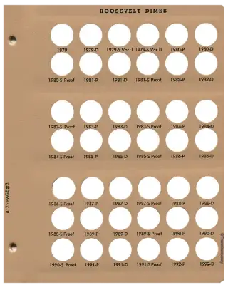 Roosevelt Dimes Replacement Page (1979 - 1992)