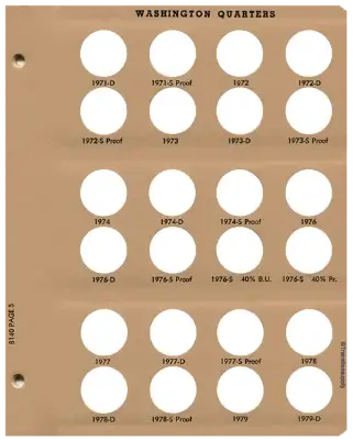 Washington Quarters with Proof Replacement Page 5 1971-D-1979-D