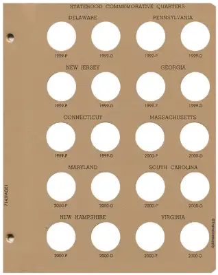 Statehood Quarters P&D Replacement Page 1 1999-P-2000-D