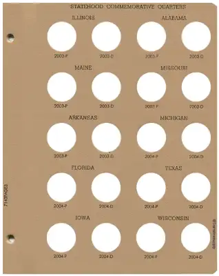 Statehood Quarters with P&D Replacement Page 3 2003 P to 2004 D