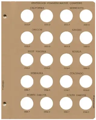 Statehood Quarters Replacement Page 4 2005 P to 2006 D