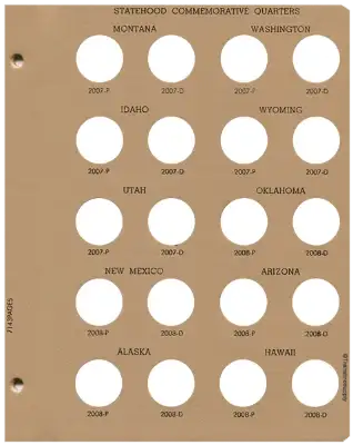 Statehood Quarters Replacement Page 5 2007 P - 2008 D