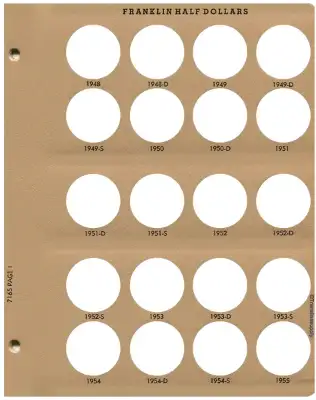 Franklin Half Dollars Replacement Page 1 1948-1955