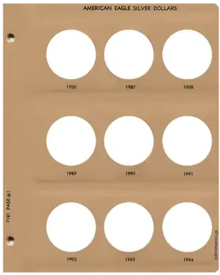 American Eagle Silver Dollars Replacement Page (1986 - 1994)