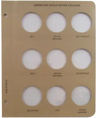 American Eagle Silver Dollars w/Proof Vol 2 Replacement Page 2 2011-2013W Burnished