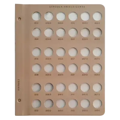 Lincoln Shield Cents With Proof Replacement Page (2022 - 2033)