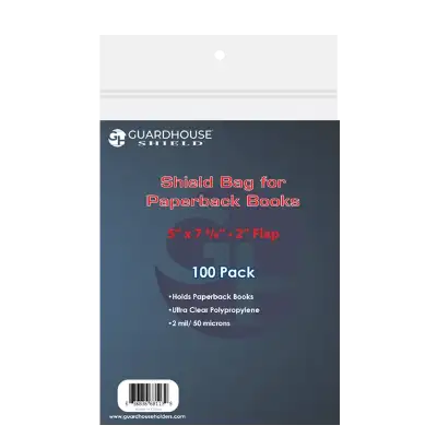 Shield Bag for Paperback Books  5 x 7 3/8 + 2" Flap