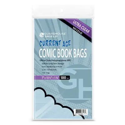 Shield Bag for Thicker Current Comic Books (Wide Size) - 7 x 10 1/2