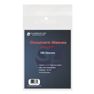 Shield Sleeve for Standard 8.5 x 11 Document