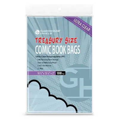 Shield Bag for Treasury Comics - 10 1/2 x 13 1/2 + 2 inch flap