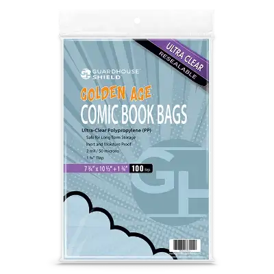 Shield Resealable Bag for Golden Comic Book  - 7 3/4 x 10 1/2