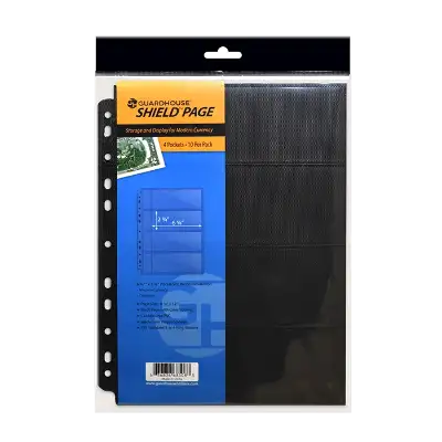 4 Pocket Double-Sided Pages for Modern-Sized Currency - 10 pack