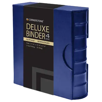 Cornerstone Large Capacity 4 D-Ring Binder & Slip Case (Navy Blue)