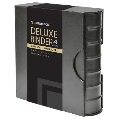 Cornerstone Large Capacity 4 D-Ring Binder & Slip Case (Gray)