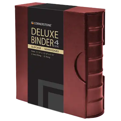 Cornerstone Large Capacity 4 D-Ring Binder & Slip Case (Burgundy)