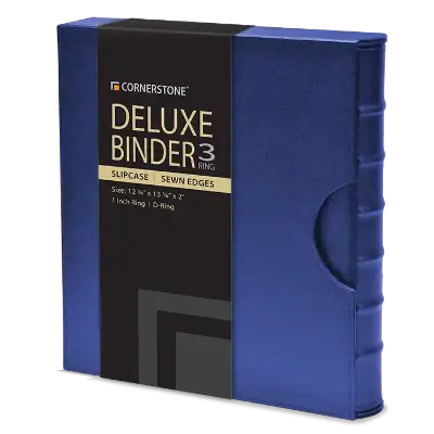 Cornerstone Regular Capacity 3 D-Ring Binder & Slip Case (Navy Blue)