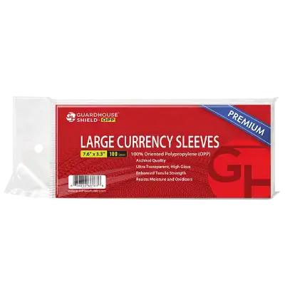 Shield OPP - Large Currency Sleeves - Premium OPP Currency Sleeves