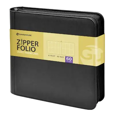 Graded Trading Card Zipper Folio for 60 PSA Card Slabs - Charcoal